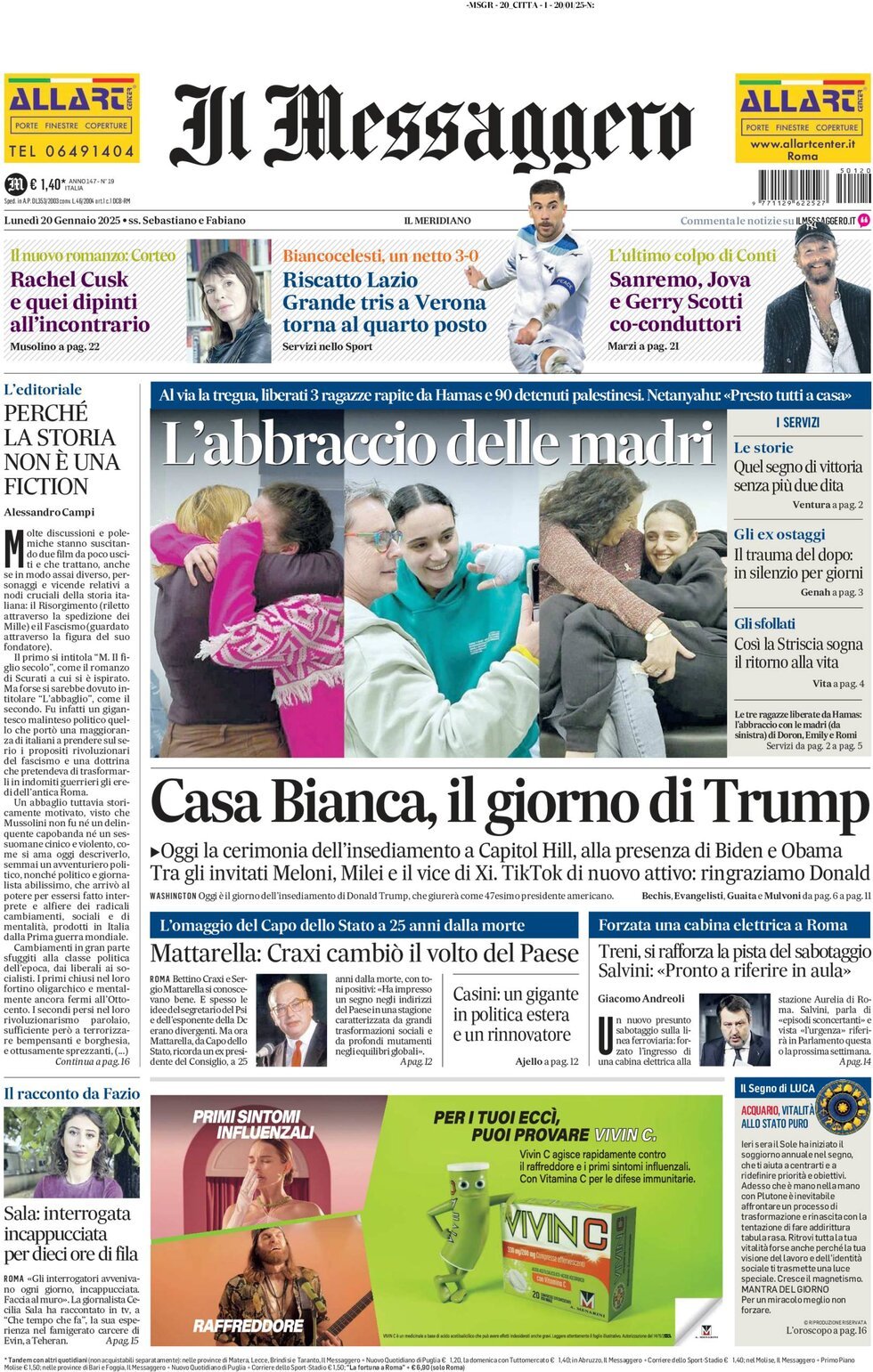 Il Messaggero - Front Page - 01/20/2025