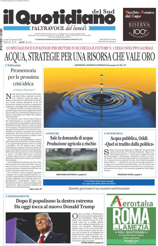 Il Quotidiano del Sud L'Altravoce - Front Page - 01/20/2025