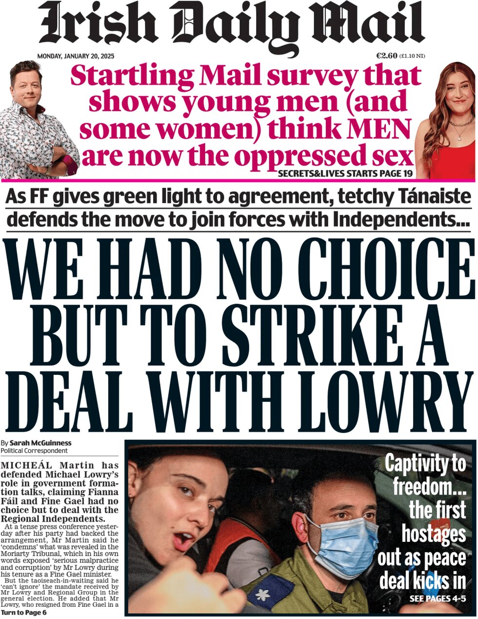 Irish Daily Mail - Front Page - 01/20/2025