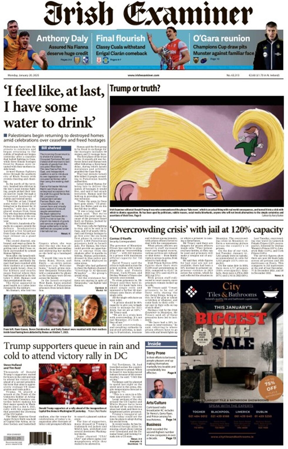 Irish Examiner - Front Page - 01/20/2025