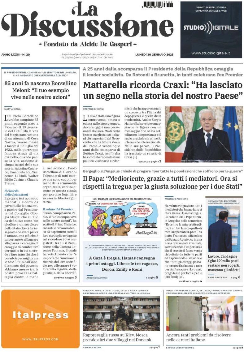 La Discussione - Front Page - 01/20/2025