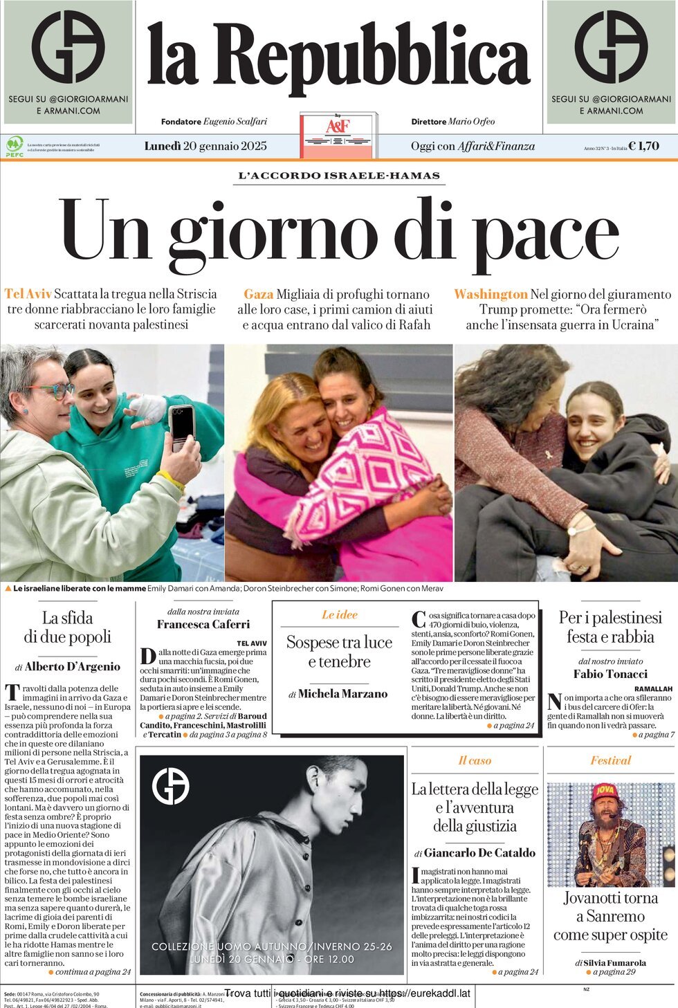 La Repubblica - Front Page - 01/20/2025