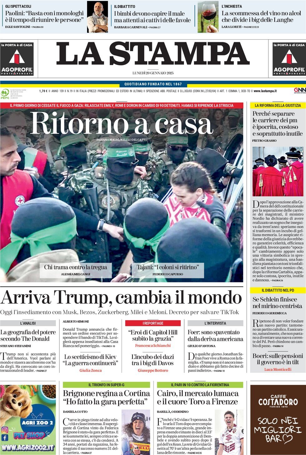 La Stampa - Front Page - 01/20/2025