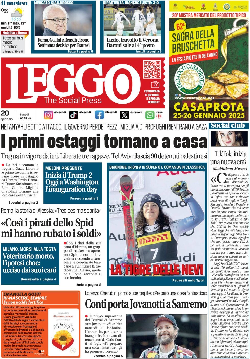 Leggo (Roma) - Front Page - 01/20/2025