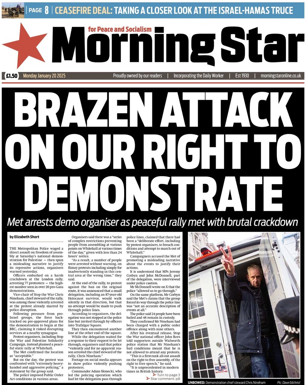 Morning Star - Front Page - 01/20/2025