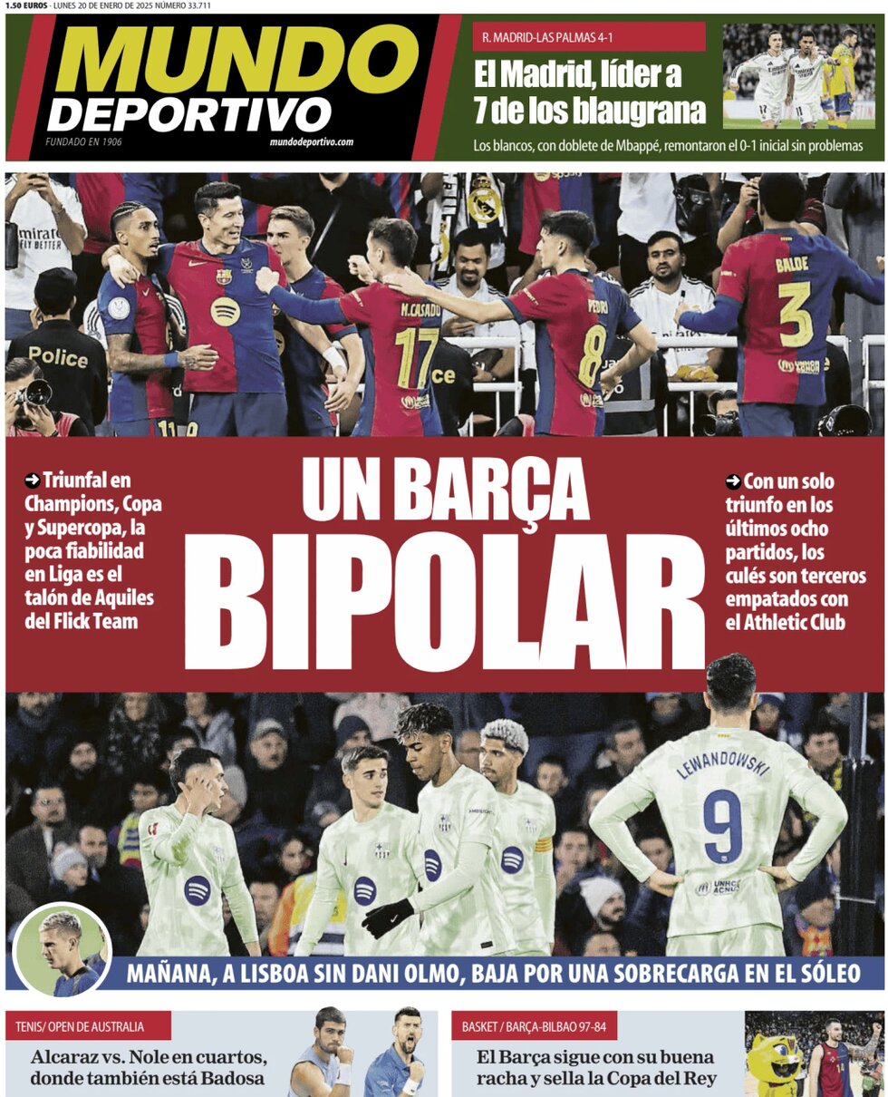 Mundo Deportivo - Front Page - 01/20/2025