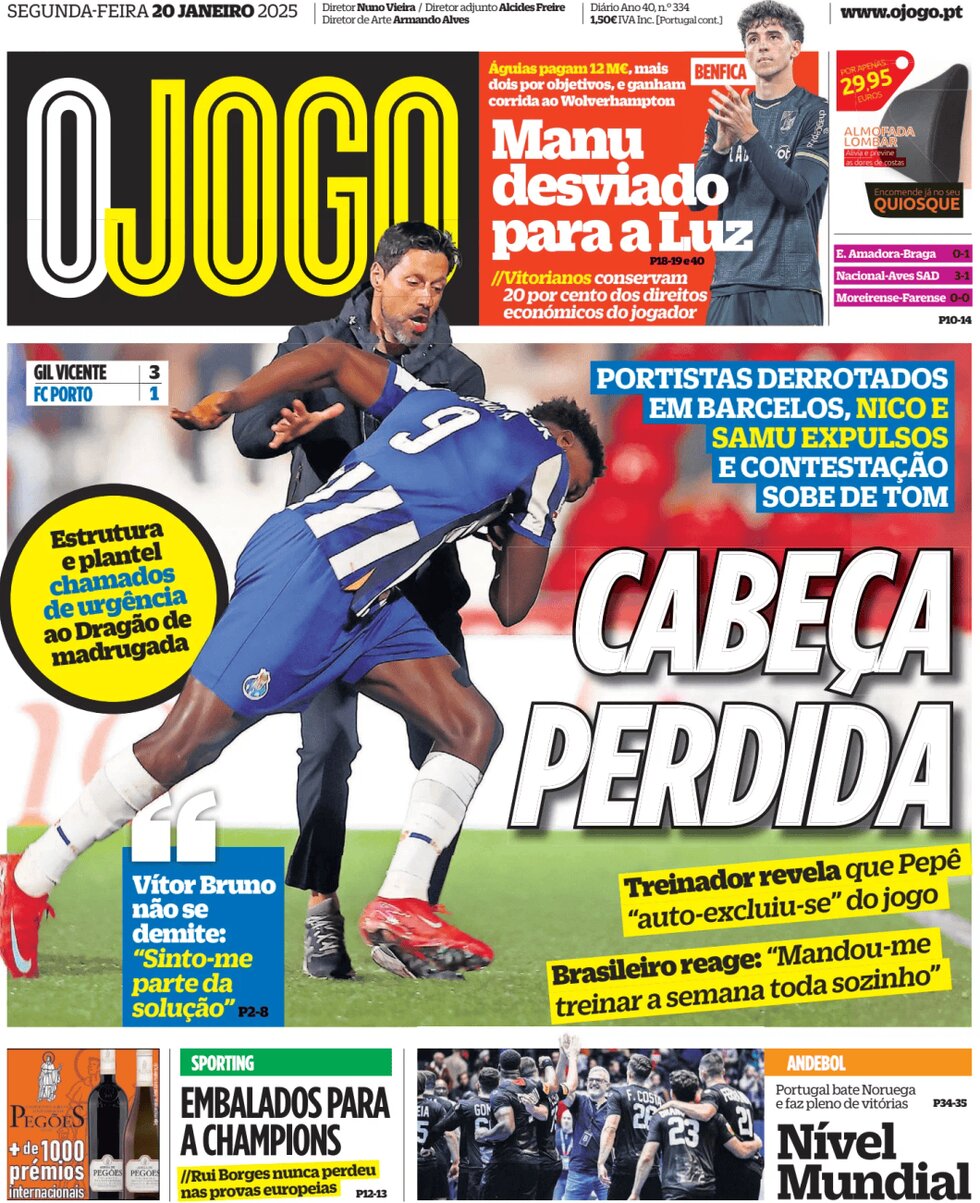 O Jogo - Front Page - 01/20/2025