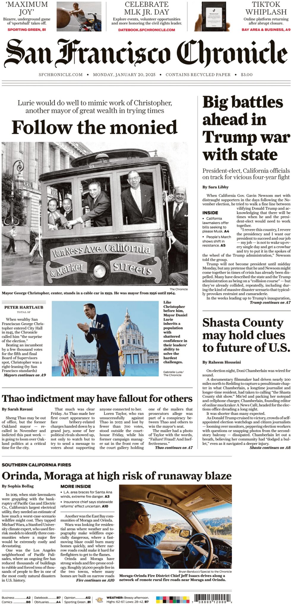 San Francisco Chronicle - Cover - 01/20/2025