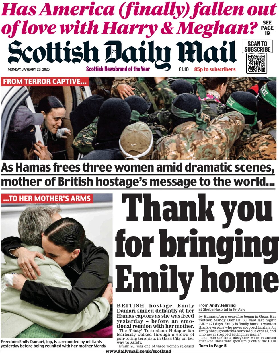 Scottish Daily Mail - Front Page - 01/20/2025