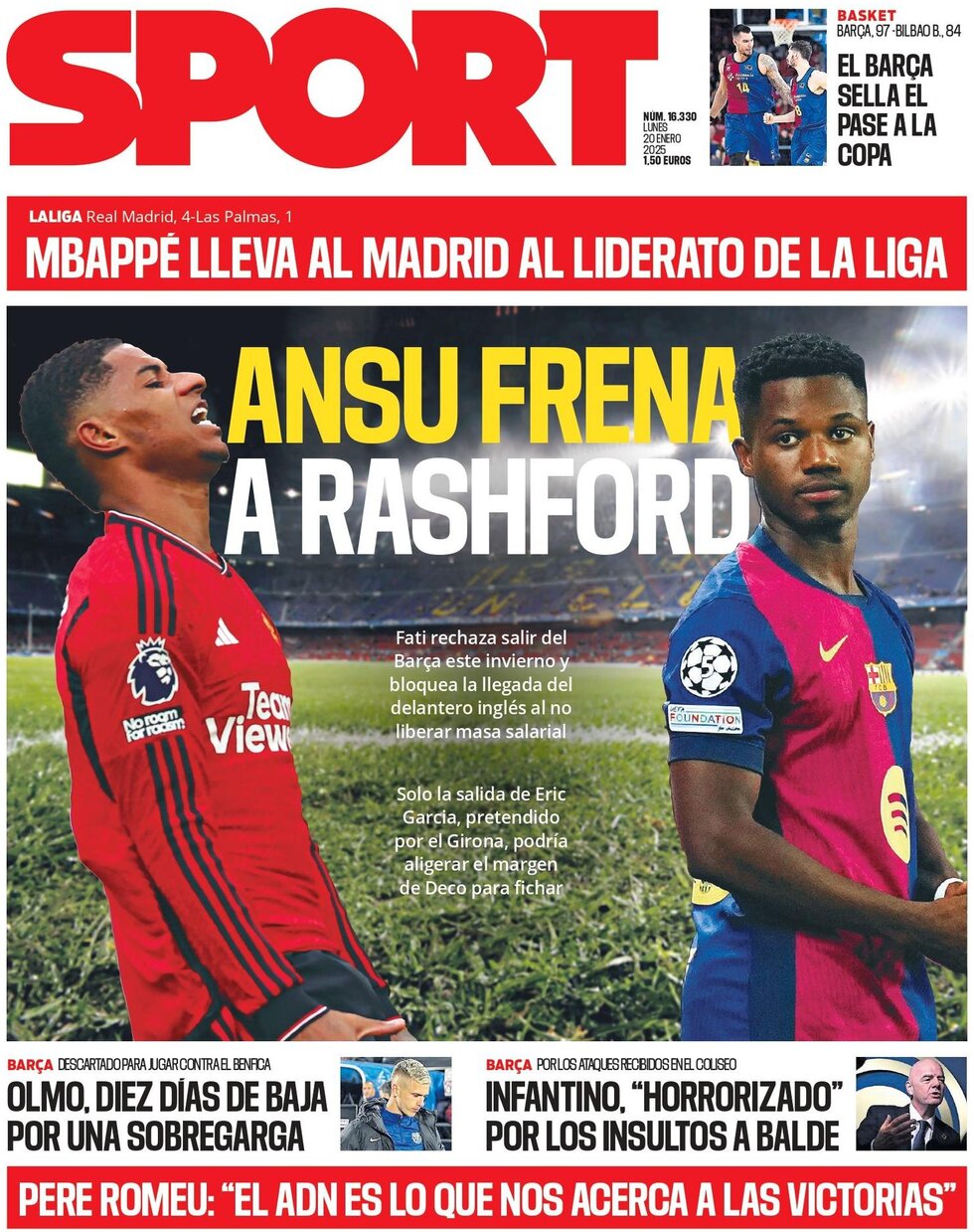 SPORT (Barcelona) - Front Page - 01/20/2025