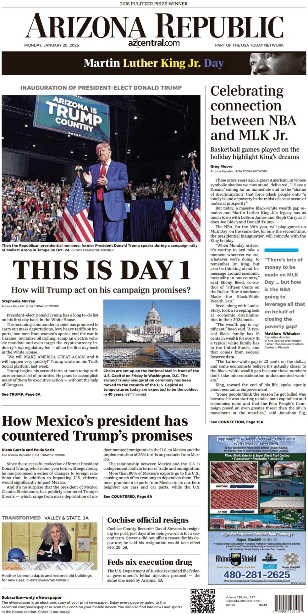 The Arizona Republic - Cover - 01/20/2025