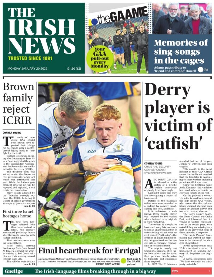 The Irish News - Front Page - 01/20/2025