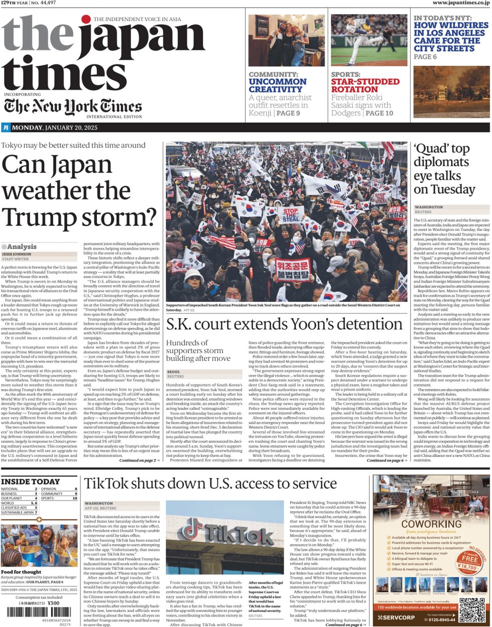 The Japan Times - Front Page - 01/20/2025