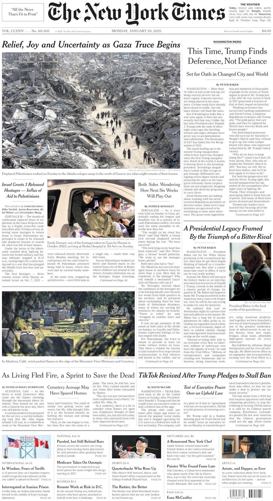 The New York Times - Cover - 01/20/2025