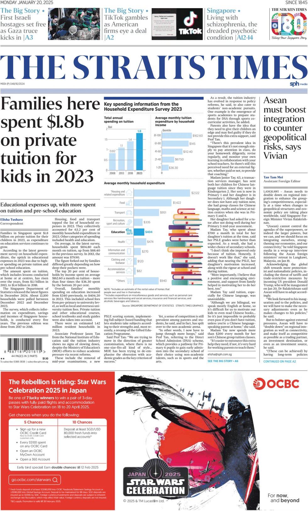 The Straits Times - Front Page - 01/20/2025