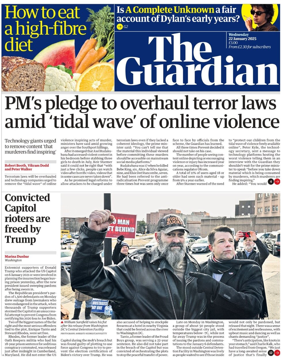 The Guardian - Front Page - 01/22/2025