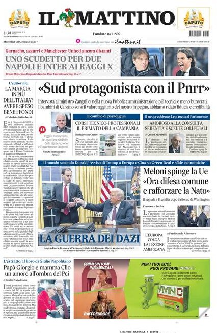 Il Mattino - Front Page - 01/22/2025