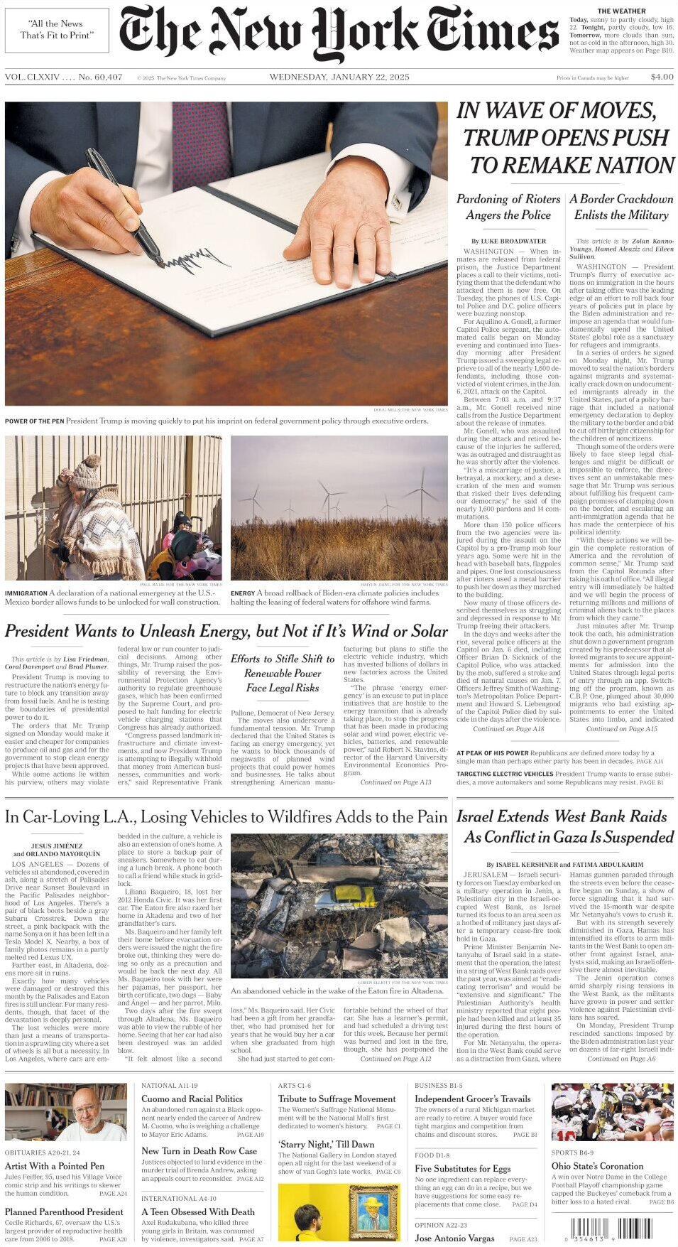 The New York Times - Cover - 01/22/2025