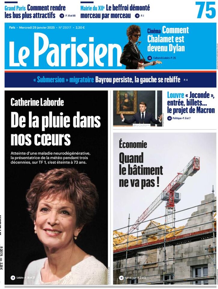 Le Parisien - Front Page - 01/29/2025