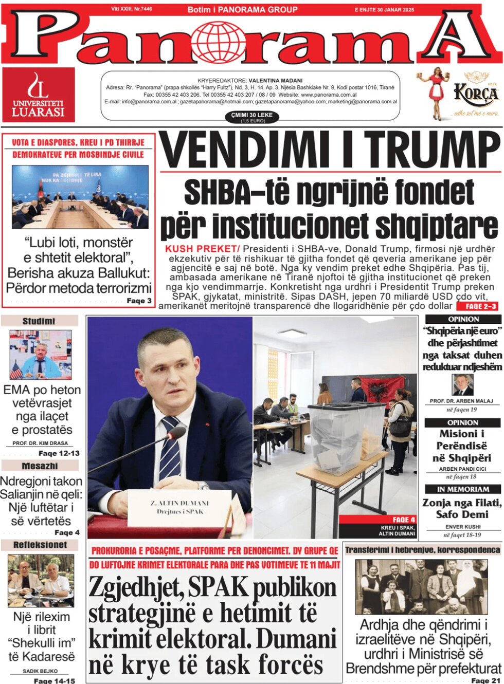 Gazeta Panorama - Front Page - 01/30/2025