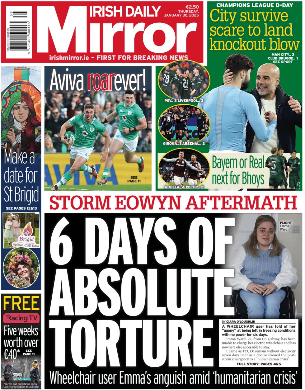 Irish Daily Mirror - Front Page - 01/30/2025