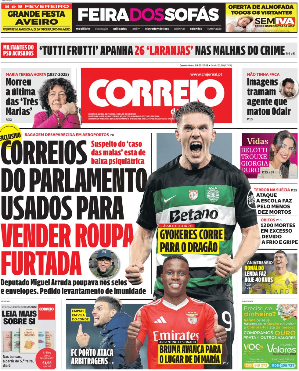 Correio da Manhã - Front Page - 02/05/2025