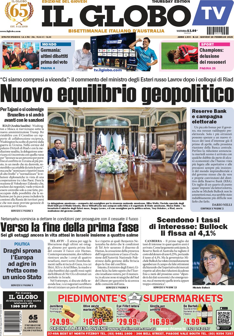 Il Globo - Cover - 02/20/2025