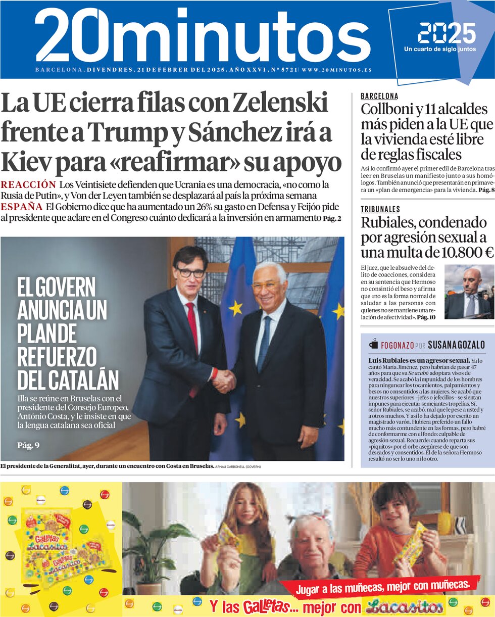 20 minutos (Barcelona) - Front Page - 02/21/2025