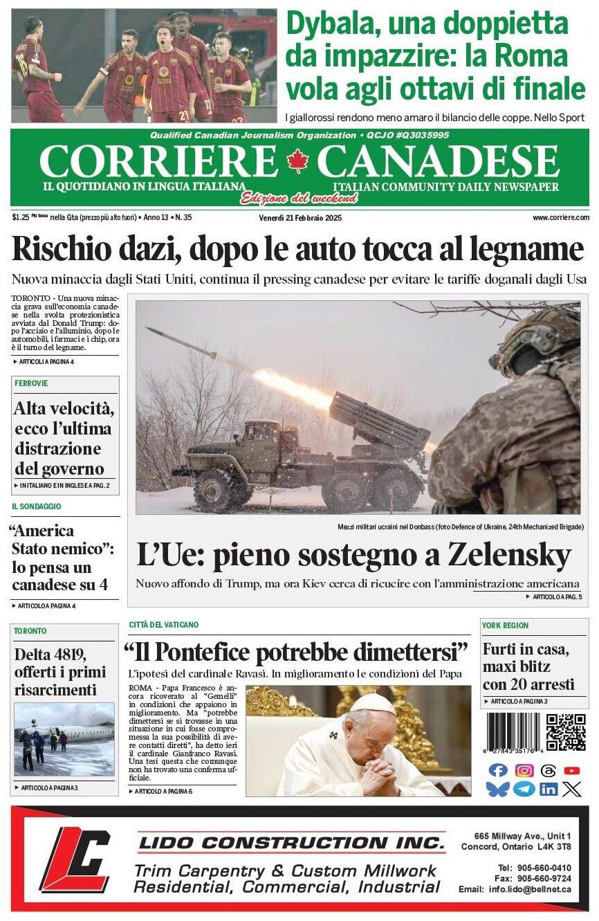 Corriere Canadese - Front Page - 02/21/2025