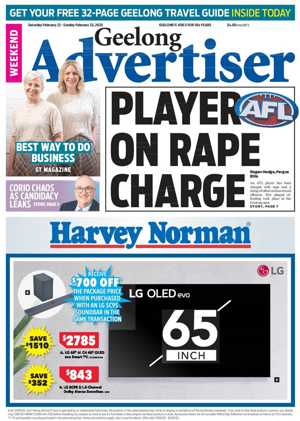 Geelong Advertiser - Front Page - 02/23/2025