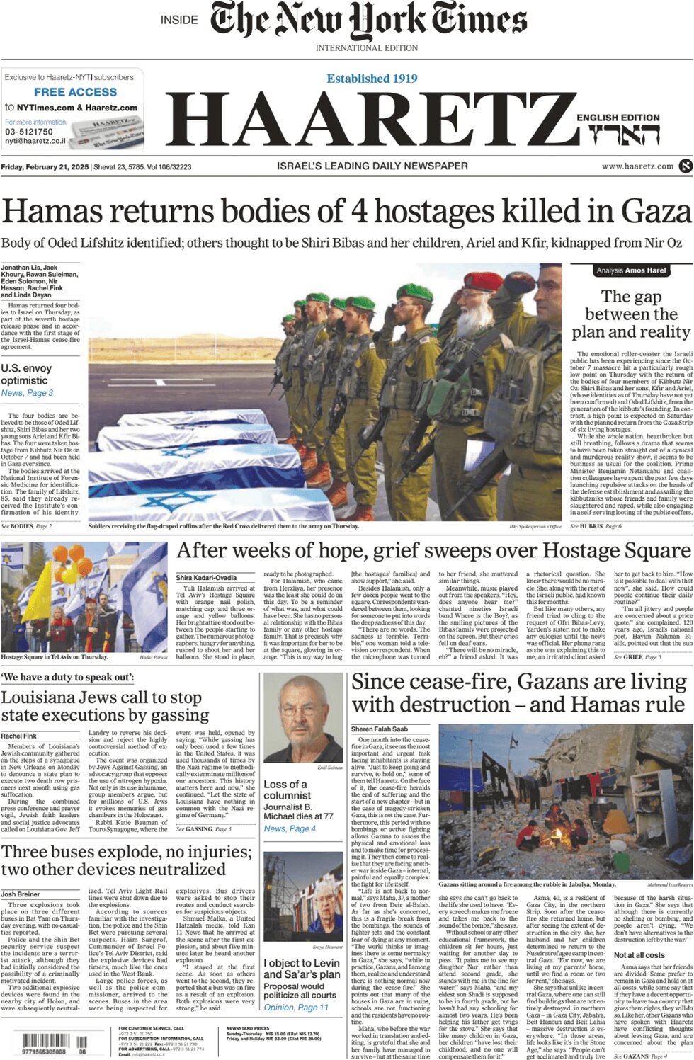 Haaretz - Front Page - 02/21/2025