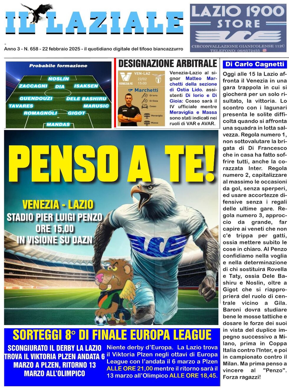 Il Laziale - Front Page - 02/22/2025