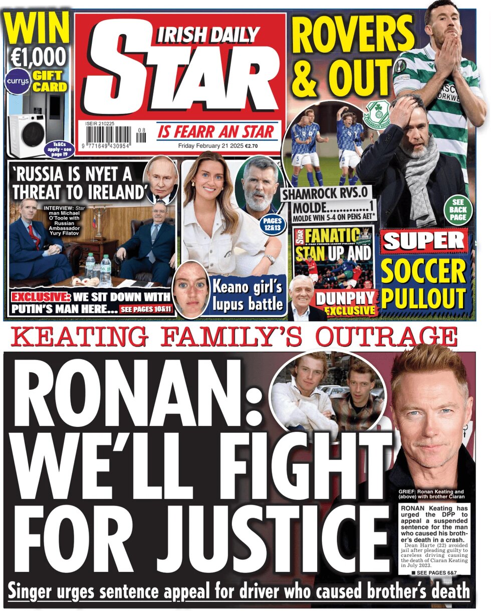 Irish Daily Star - Front Page - 02/21/2025