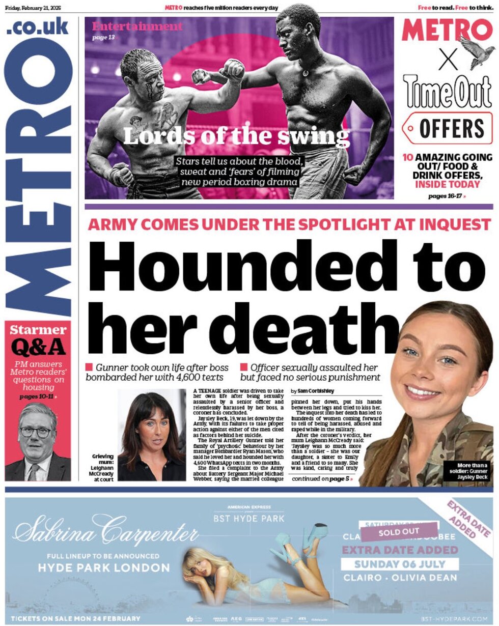 Metro UK - Front Page - 02/21/2025