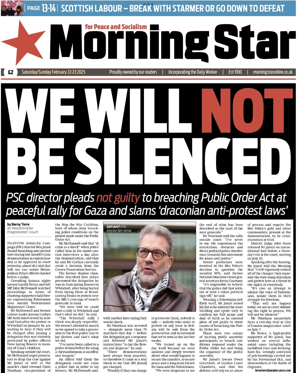 Morning Star - Front Page - 02/23/2025