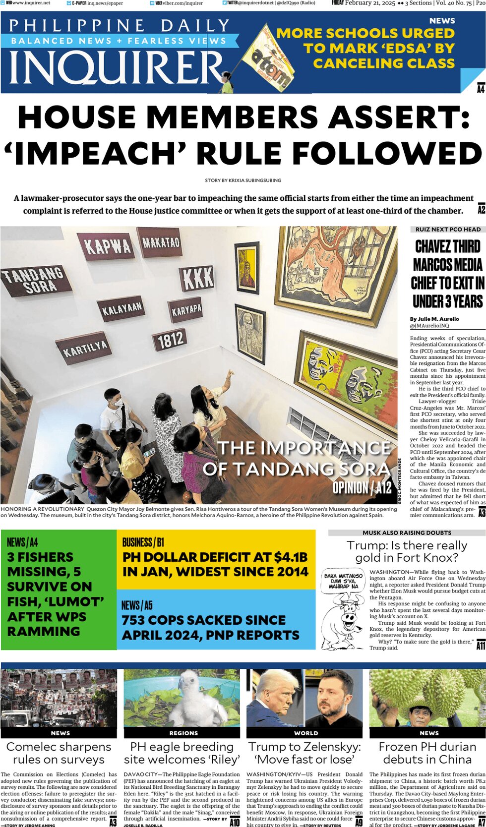 Philippine Daily Inquirer - Front Page - 02/21/2025