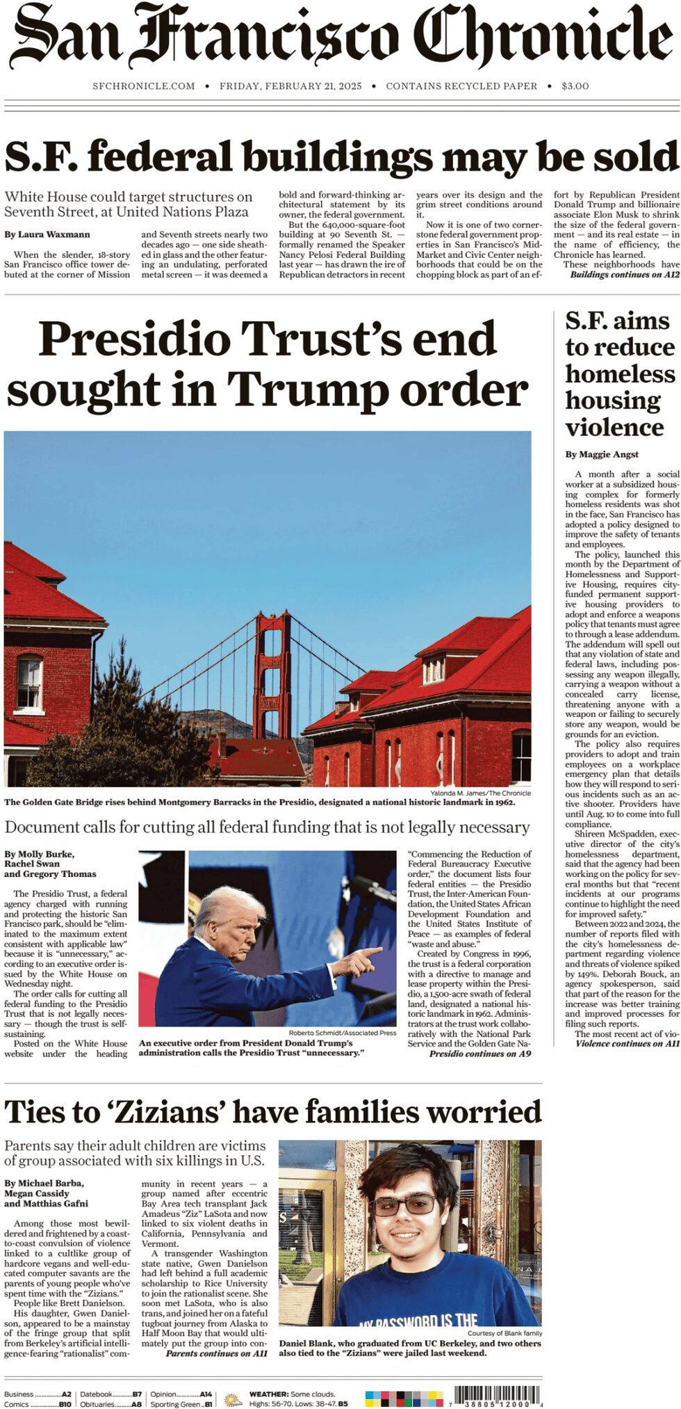 San Francisco Chronicle - Cover - 02/21/2025