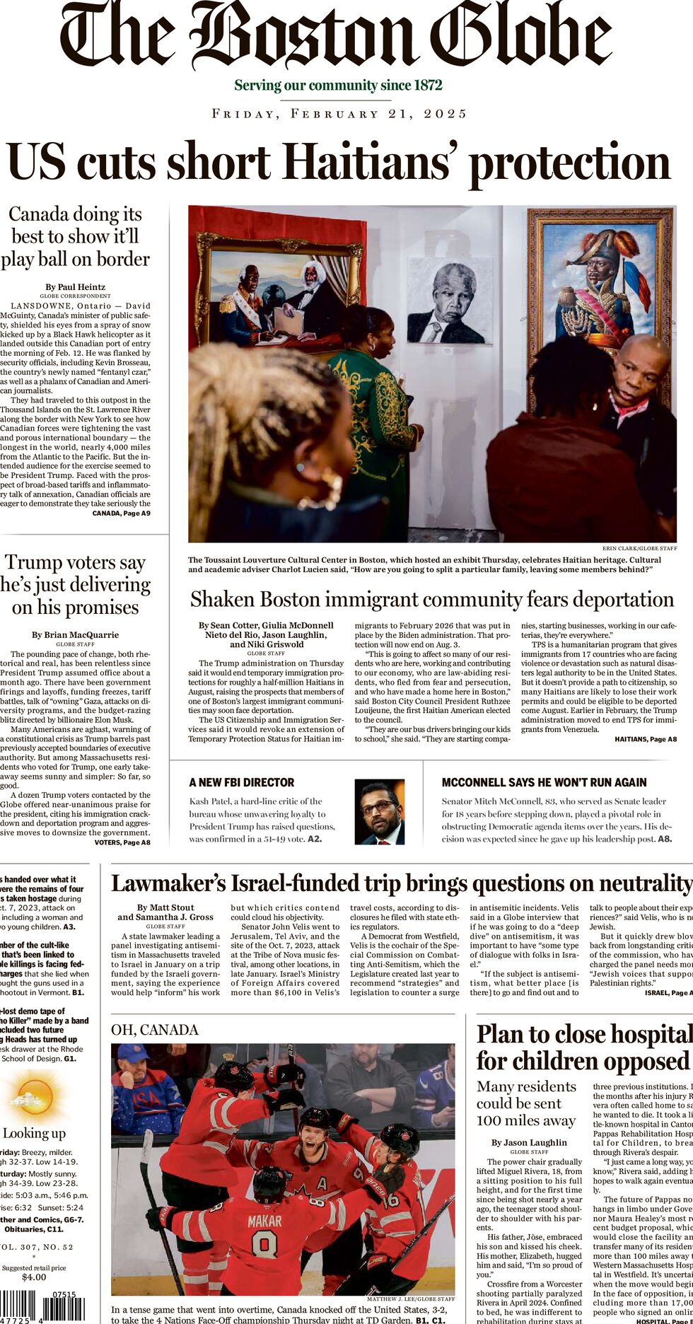 The Boston Globe - Cover - 02/21/2025