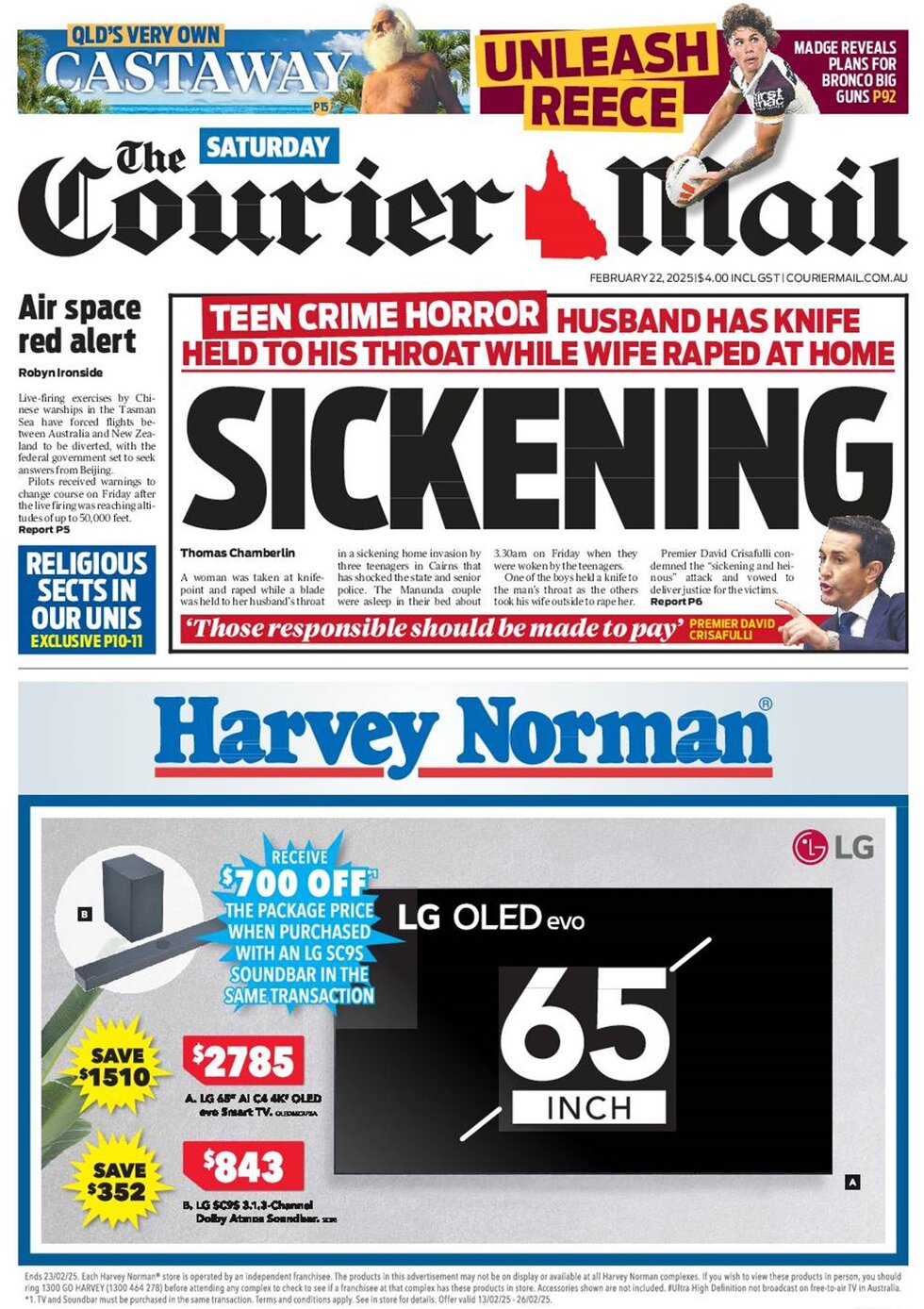 The Courier-Mail - Front Page - 02/22/2025