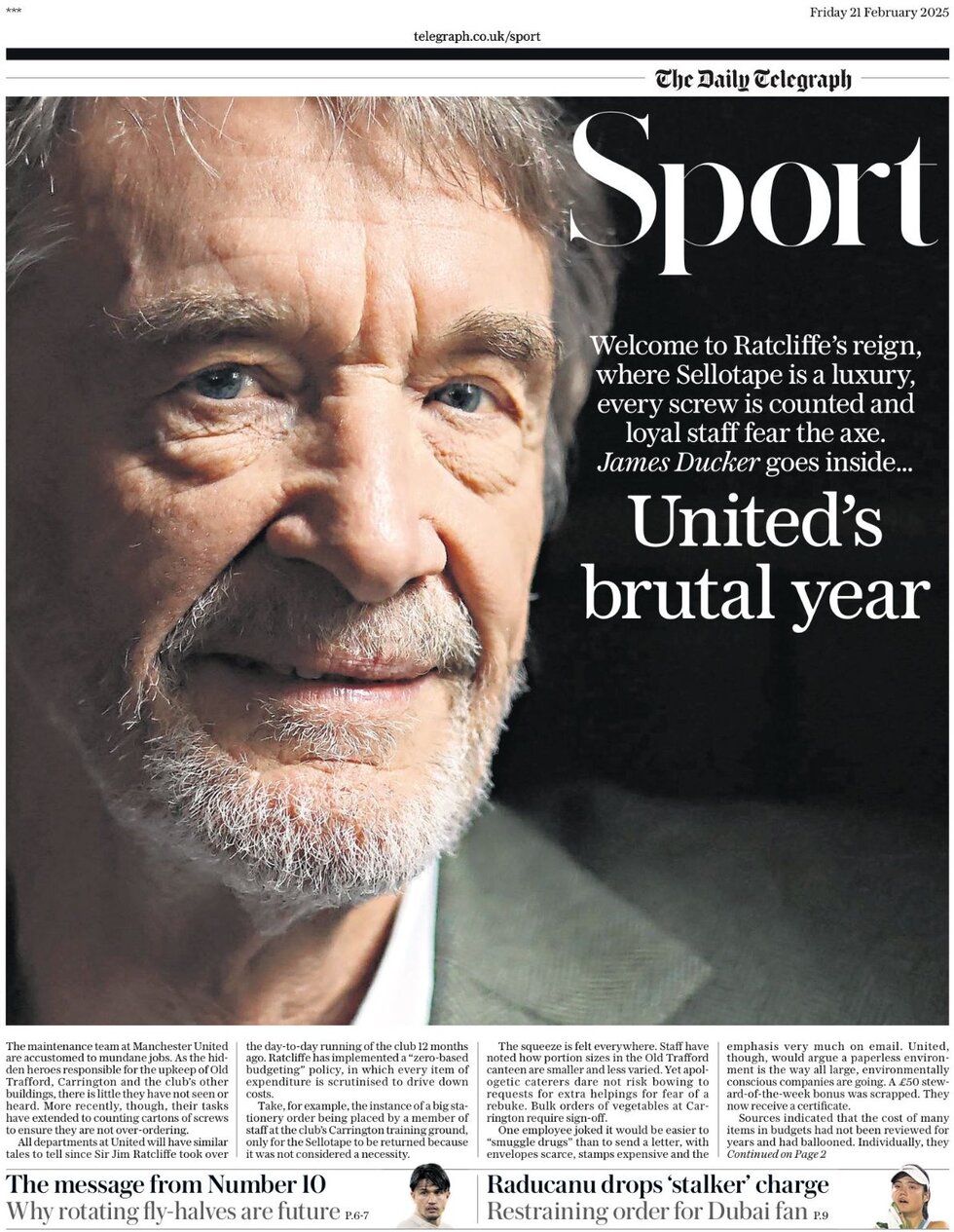 The Daily Telegraph SPORT - Front Page - 02/21/2025