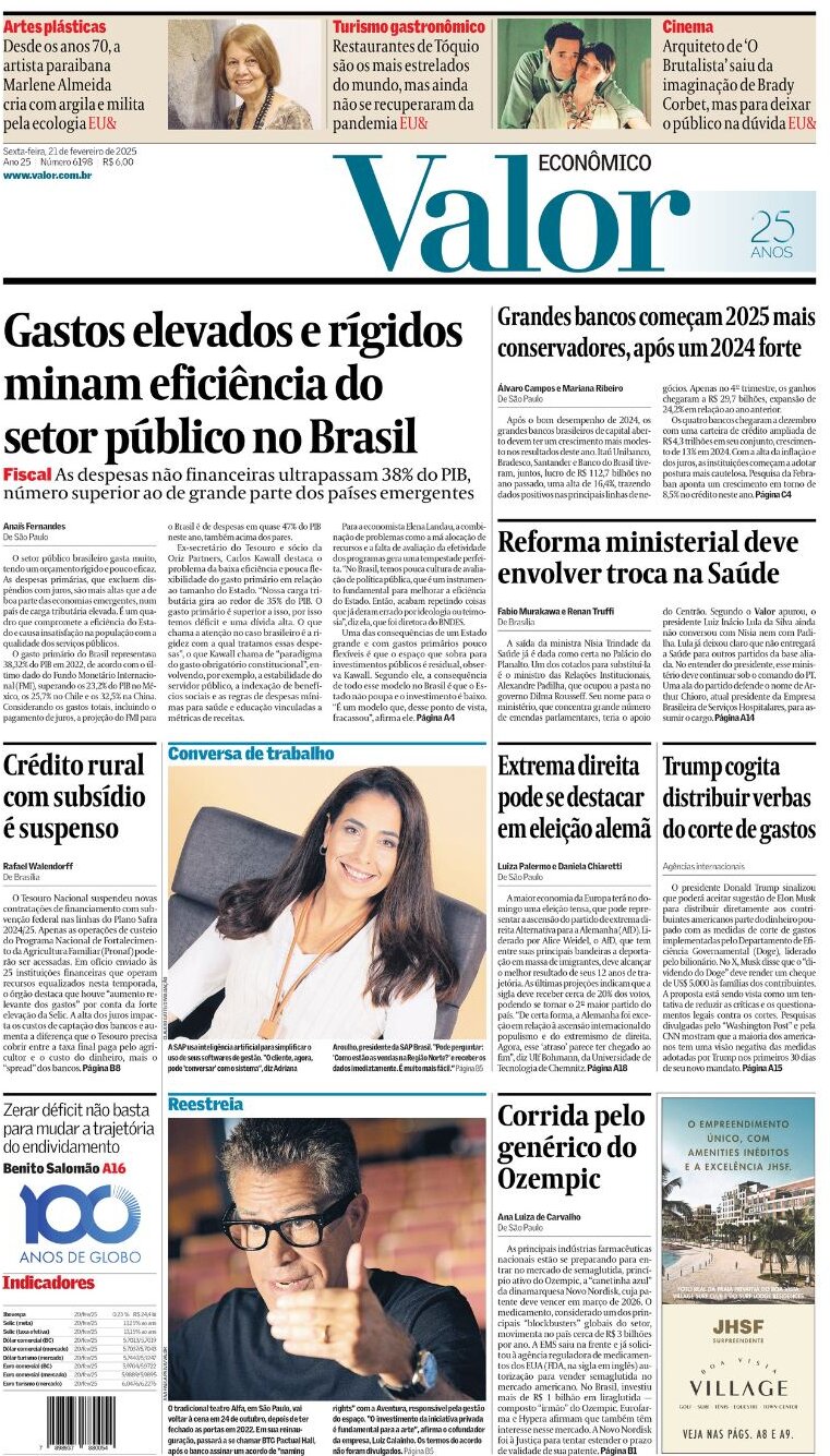 Valor Econômico - Front Page - 02/21/2025