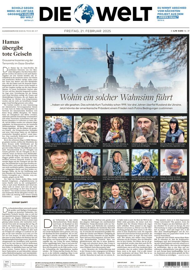 Die Welt - Front Page - 02/22/2025