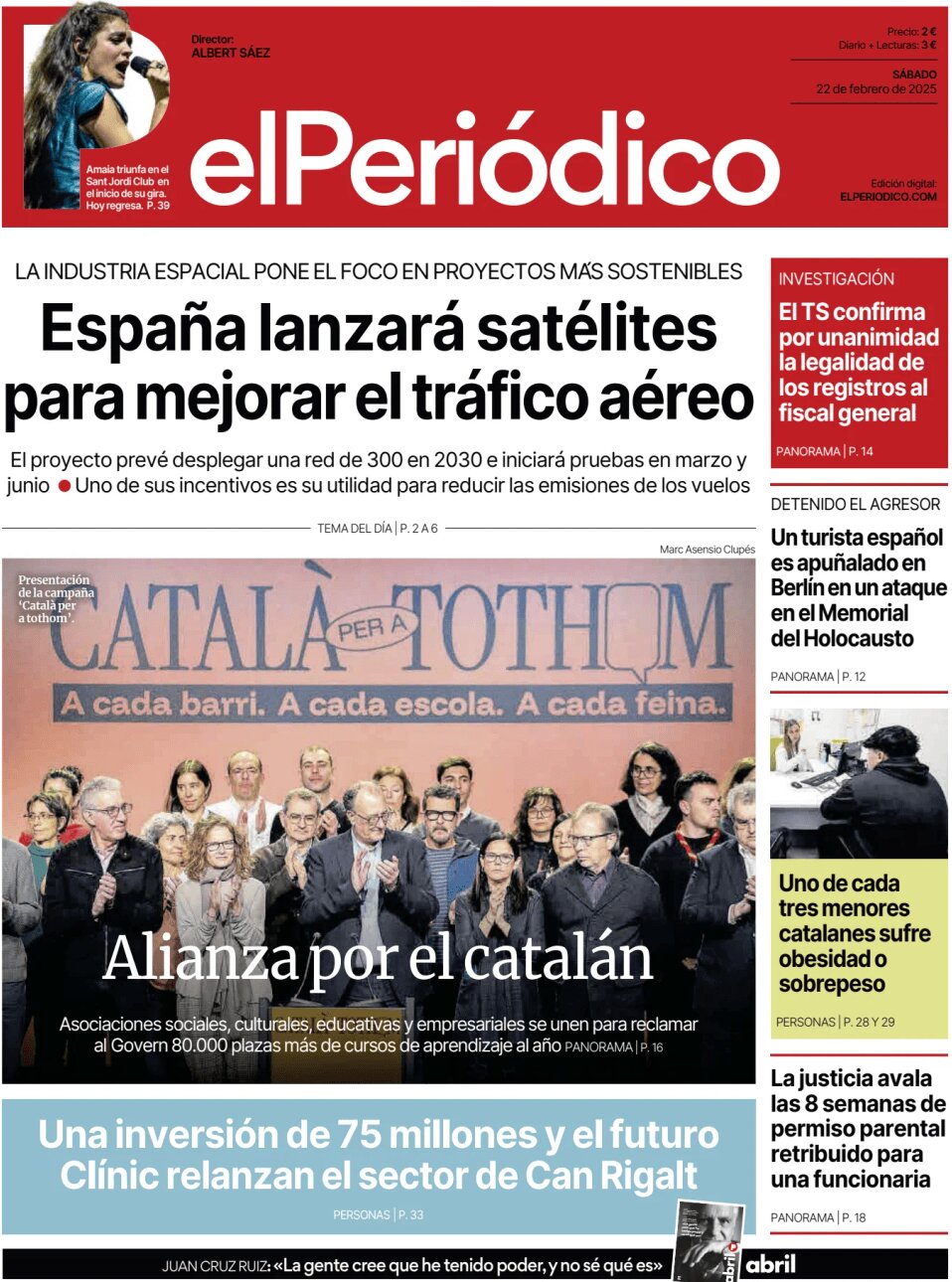 El Periódico de Catalunya - Front Page - 02/22/2025