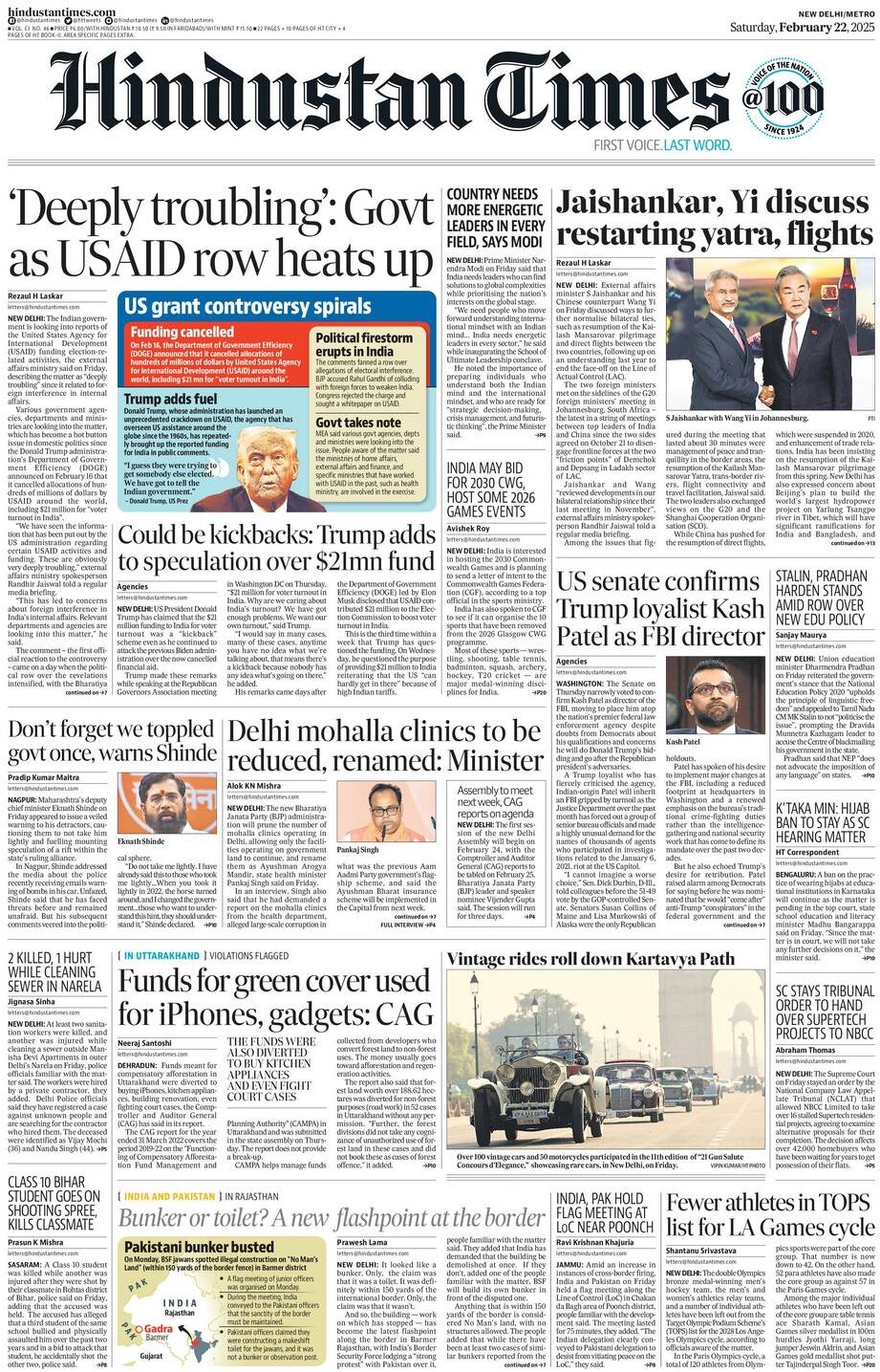 Hindustan Times - Front Page - 02/22/2025