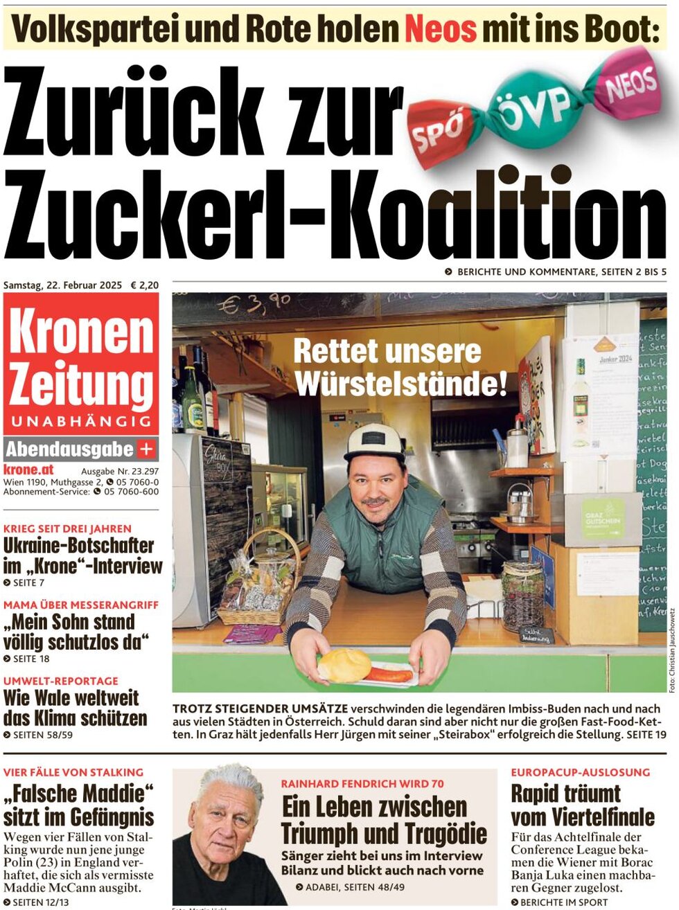 Kronen Zeitung - Front Page - 02/22/2025