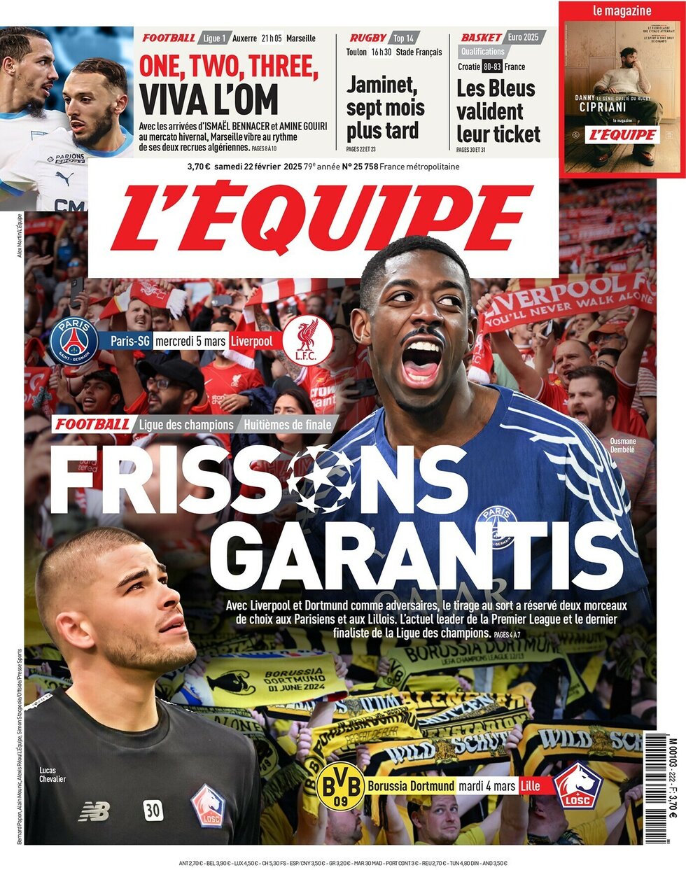 L'Equipe - Front Page - 02/22/2025