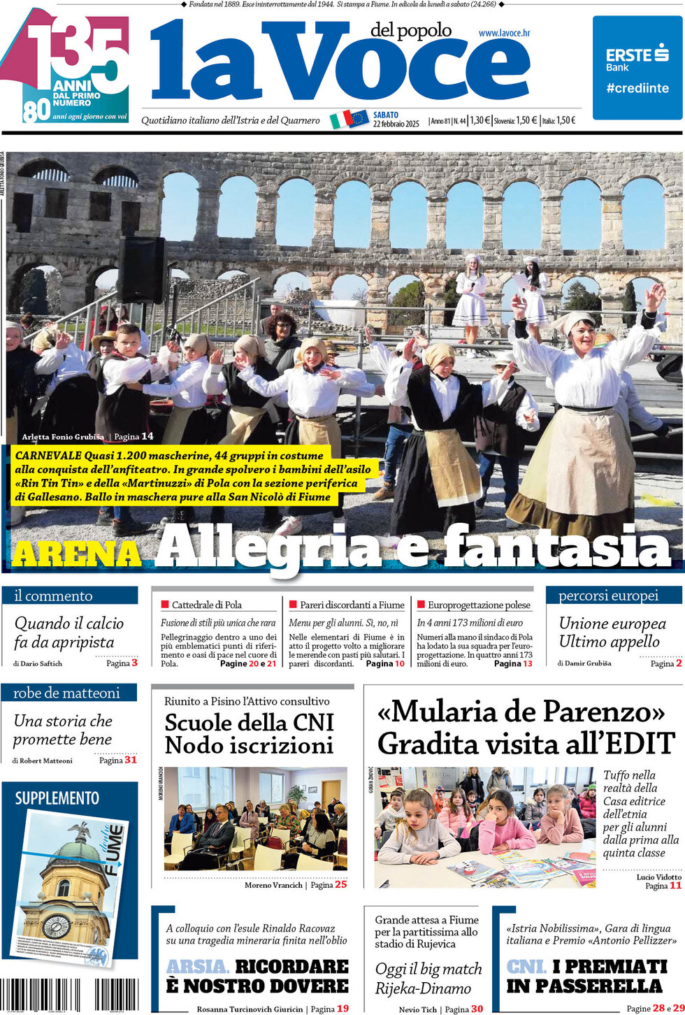 La Voce del popolo - Front Page - 02/22/2025