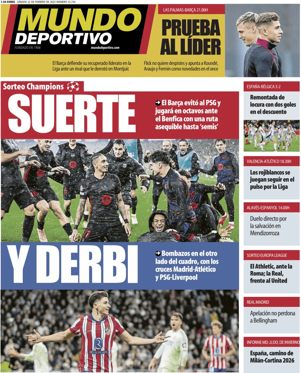 Mundo Deportivo - Front Page - 02/22/2025