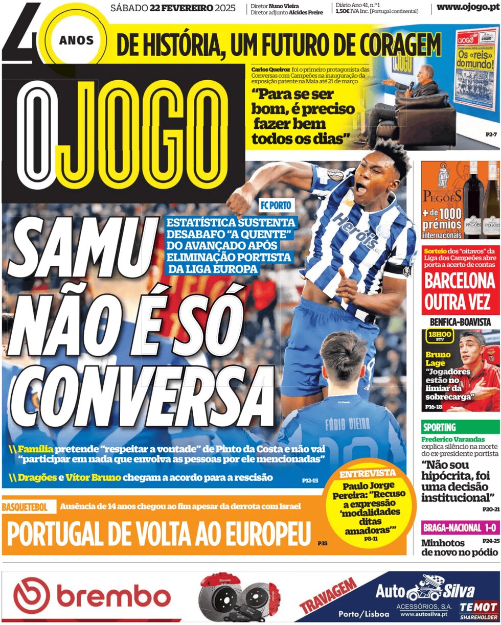 O Jogo - Front Page - 02/22/2025