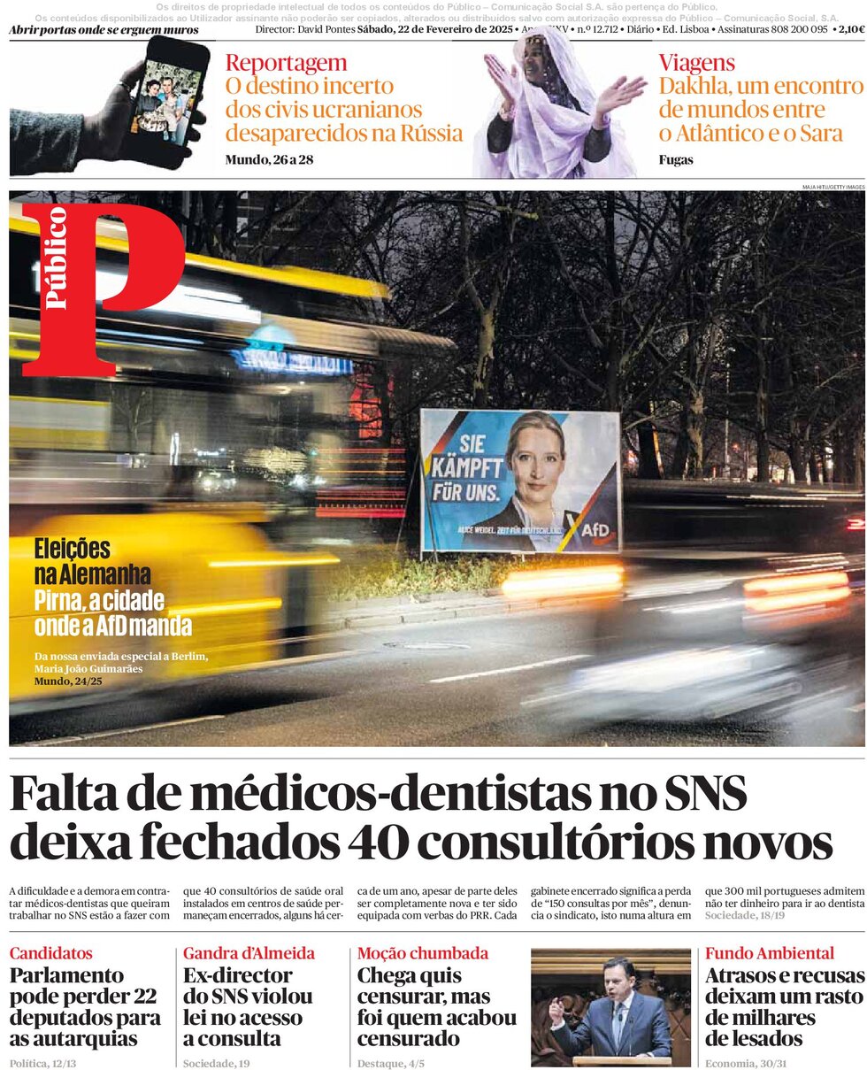 Público - Front Page - 02/22/2025